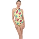 Watermelon Leaves Strawberry Halter Side Cut Swimsuit View1