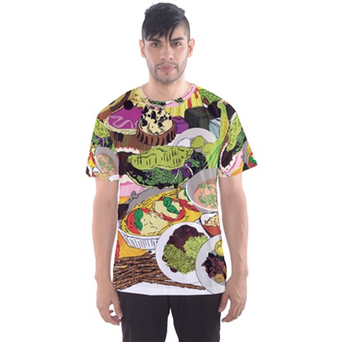 Eat Food Background Art Color Men s Sports Mesh Tee by Pakrebo