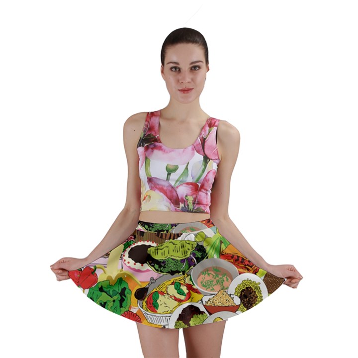 Eat Food Background Art Color Mini Skirt