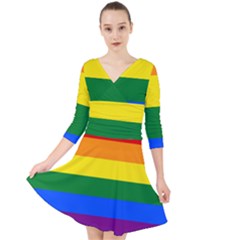 Lgbt Rainbow Pride Flag Quarter Sleeve Front Wrap Dress by lgbtnation