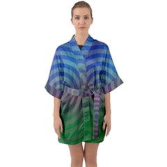 Blue Green Abstract Background Quarter Sleeve Kimono Robe by HermanTelo