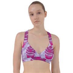 Cupcake Food Purple Dessert Baked Sweetheart Sports Bra by HermanTelo