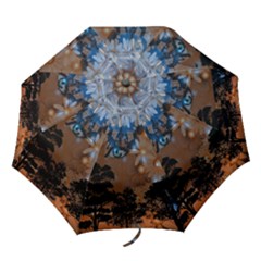 Landscape Woman Magic Evening Folding Umbrellas by HermanTelo