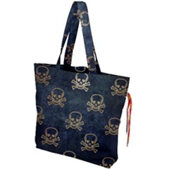 Golden Glitter Skeleton Gothic Drawstring Tote Bag by HermanTelo