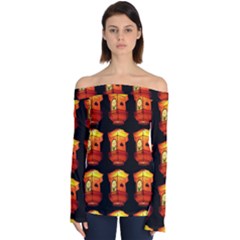 Paper Lantern Chinese Celebration Off Shoulder Long Sleeve Top by HermanTelo