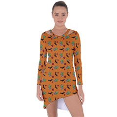 Halloween Witch Pattern Orange Asymmetric Cut-out Shift Dress by snowwhitegirl