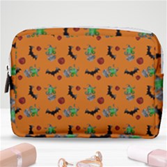 Halloween Witch Pattern Orange Make Up Pouch (medium) by snowwhitegirl