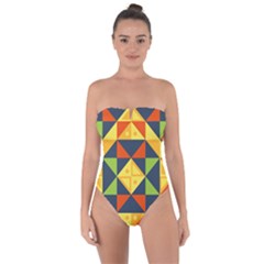 Background Geometric Color Plaid Tie Back One Piece Swimsuit by Mariart