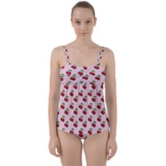 Retro Pink Cherries Twist Front Tankini Set by snowwhitegirl