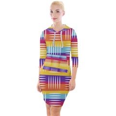 Background Line Rainbow Quarter Sleeve Hood Bodycon Dress by HermanTelo