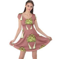 Cactus Pattern Background Texture Cap Sleeve Dress by HermanTelo