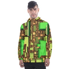 Blocks Cubes Green Men s Front Pocket Pullover Windbreaker by HermanTelo