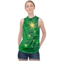 Christmas Tree Green High Neck Satin Top View1