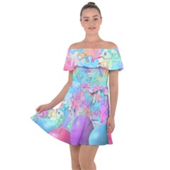 Eggs Happy Easter Rainbow Off Shoulder Velour Dress by HermanTelo