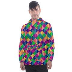 Geometric Triangle Men s Front Pocket Pullover Windbreaker by HermanTelo