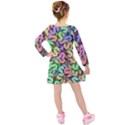 Money Currency Rainbow Kids  Long Sleeve Velvet Dress View2