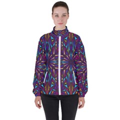 Kaleidoscope Triangle Curved Women s High Neck Windbreaker by HermanTelo