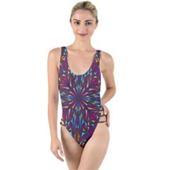 Kaleidoscope Triangle Curved High Leg Strappy Swimsuit by HermanTelo