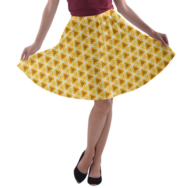 Pattern Halloween Pumpkin Color A-line Skater Skirt