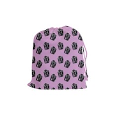 Girl Face Lilac Drawstring Pouch (medium) by snowwhitegirl