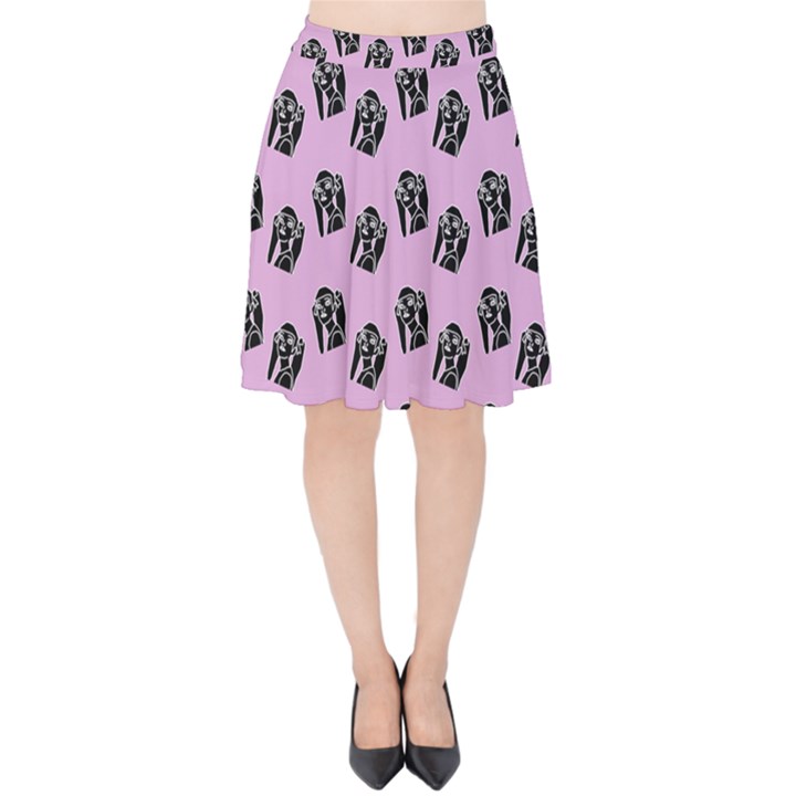 Girl Face Lilac Velvet High Waist Skirt