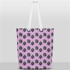 Girl Face Lilac Full Print Rope Handle Tote (small) by snowwhitegirl