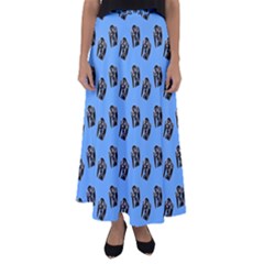 Girl Face Blue Flared Maxi Skirt by snowwhitegirl