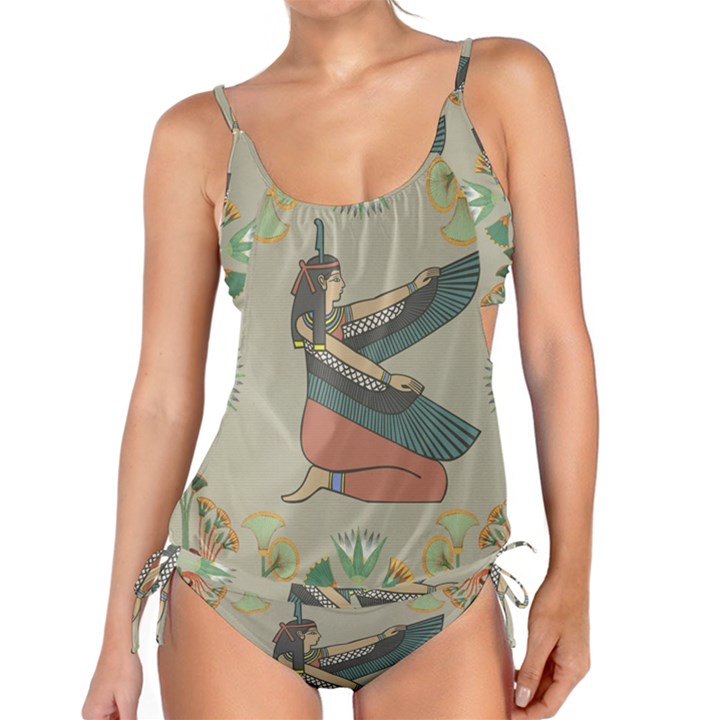 Egyptian Woman Wings Design Tankini Set