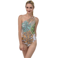 Pattern Leaves Banana Rainbow To One Side Swimsuit by HermanTelo