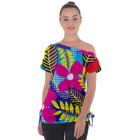 Pattern Leaf Polka Rainbow Tie-up Tee by HermanTelo