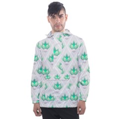 Plant Pattern Green Leaf Flora Men s Front Pocket Pullover Windbreaker by HermanTelo