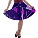 Purple Blue Geometric Pattern A-line Skater Skirt View1