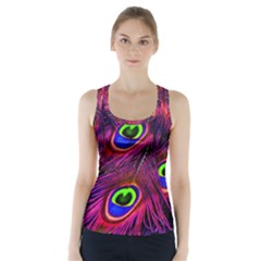 Peacock Feathers Color Plumage Racer Back Sports Top by HermanTelo