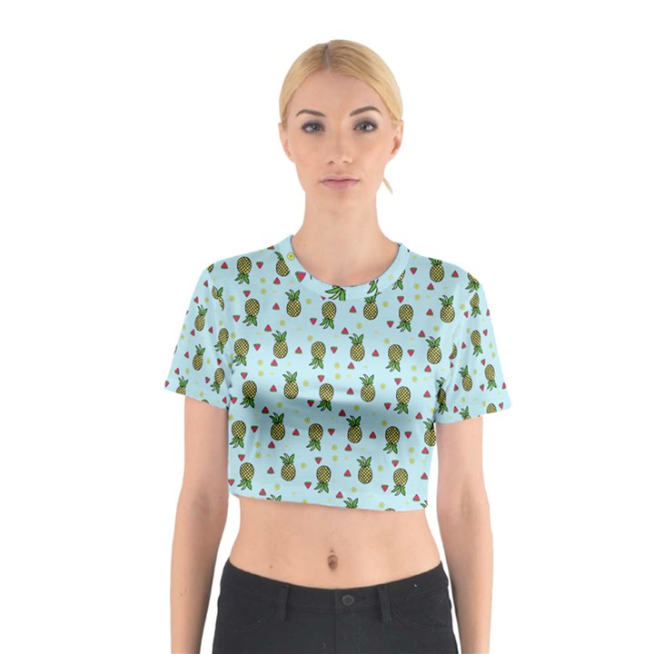 Pineapple Watermelon Fruit Lime Cotton Crop Top