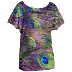 Peacock Feathers Women s Oversized Tee by WensdaiAmbrose