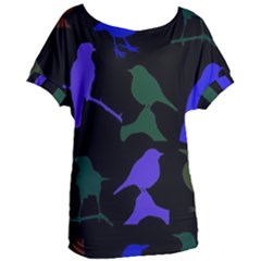 Bird Watching - Dark Colorful Women s Oversized Tee by WensdaiAmbrose