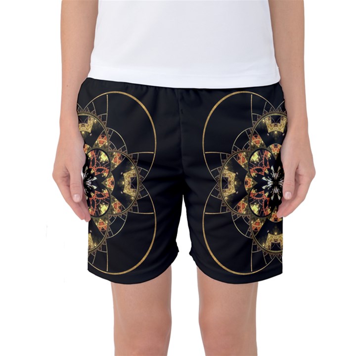 Fractal Stained Glass Ornate Women s Basketball Shorts