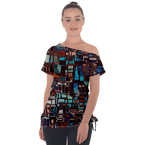 Stained Glass Mosaic Abstract Tie-up Tee by Sapixe