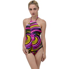 Swirl Vortex Motion Pink Yellow Go With The Flow One Piece Swimsuit by HermanTelo