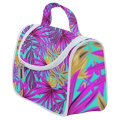 Tropical Greens Pink Leaves Satchel Handbag by HermanTelo