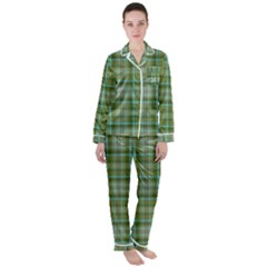 Vintage Green Plaid Satin Long Sleeve Pyjamas Set by HermanTelo