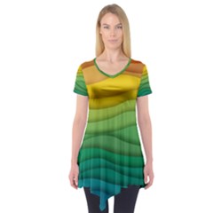 Waves Texture Short Sleeve Tunic  by HermanTelo