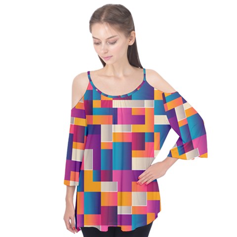 Abstract Geometry Blocks Flutter Tees by Bajindul