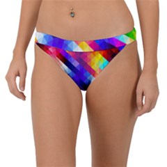 Abstract Blue Background Colorful Pattern Band Bikini Bottom by Bajindul