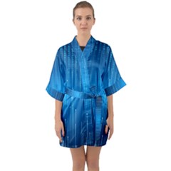 Abstract Rain Space Quarter Sleeve Kimono Robe by Bajindul