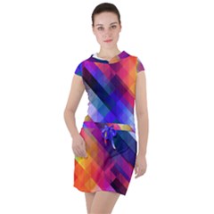 Abstract Background Colorful Pattern Drawstring Hooded Dress by Bajindul