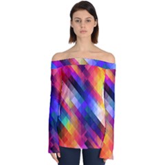 Abstract Background Colorful Pattern Off Shoulder Long Sleeve Top by Bajindul