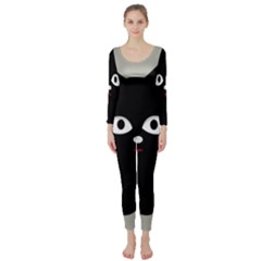 Cat Pet Cute Black Animal Long Sleeve Catsuit by Bajindul