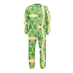 Green Pattern Retro Wallpaper Onepiece Jumpsuit (kids) by Bajindul