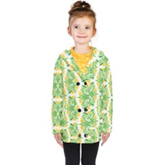 Green Pattern Retro Wallpaper Kids  Double Breasted Button Coat by Bajindul